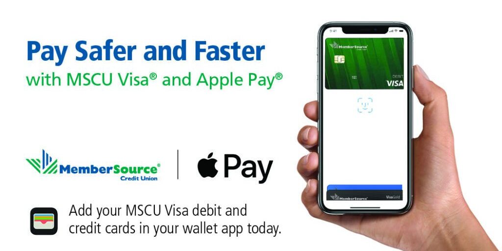 hand holding a cell phone with mscu credit and debit card images on the screen